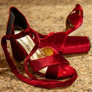 Ruby Red Velvet Heels